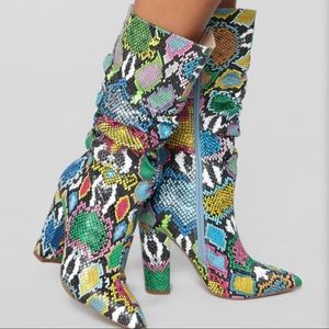 Fashion Nova Shoes - Bring It On Heeled Boots - Rainbow Snake Fashion Nova Shoes - Bring It On Heeled Boots - Rainbow Snake